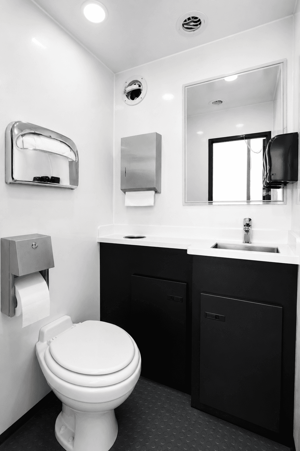 Full-height mirror, HDR luxury restroom trailer
